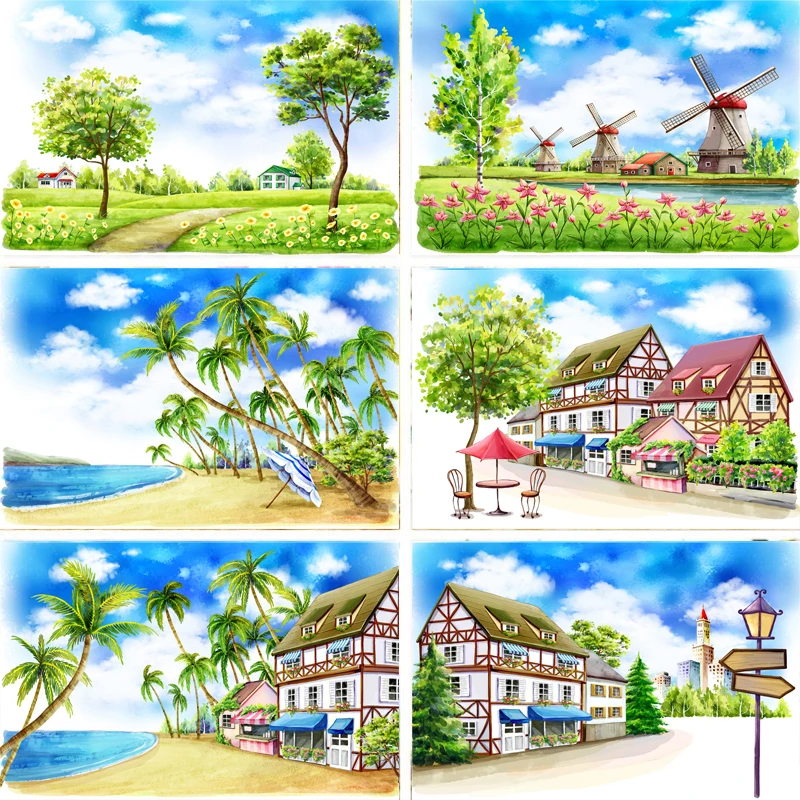 Реквизит для фотосъемки Nitree Виниловый фон картина маслом стиль весна родина