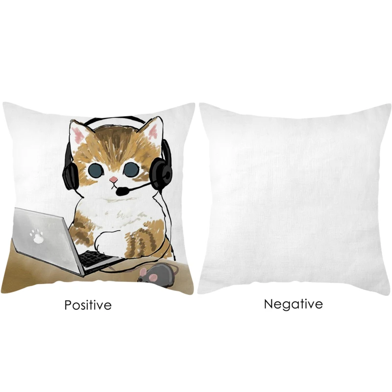 

Cartoon Animal Print Throw Pillows Cute Cat Decorative Pillowcases For Bed Sofa Chair Car Seat Cushion Cover Almofada 45x45cm