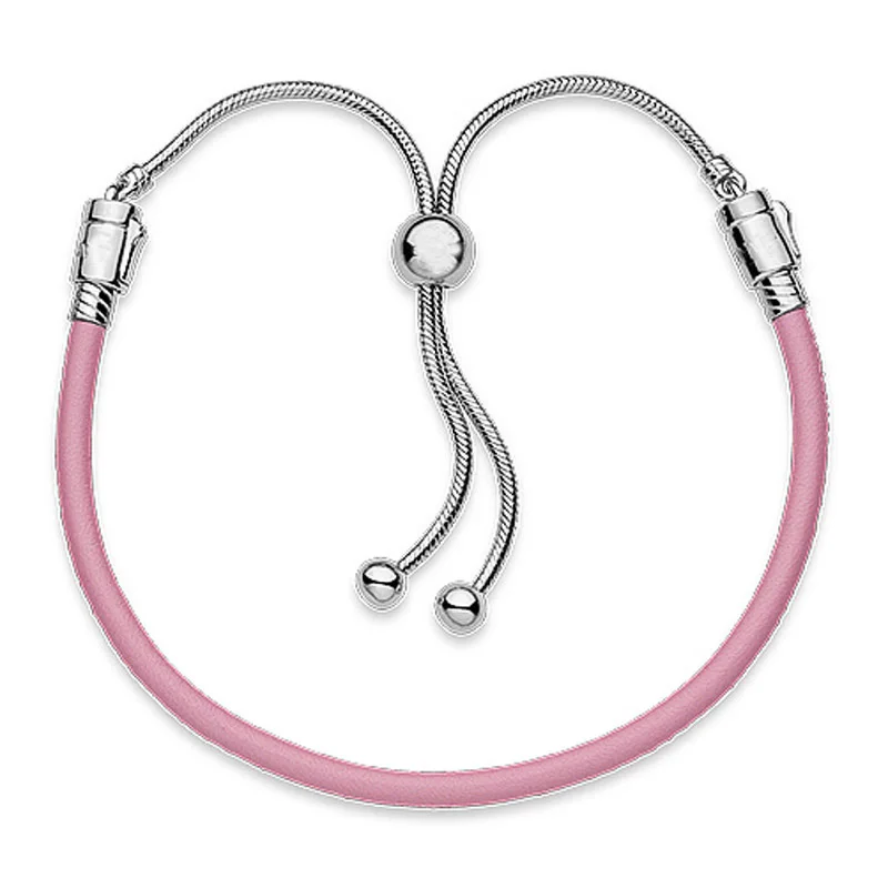 Браслет из серебра 925 пробы с регулируемой кожаной подвеской