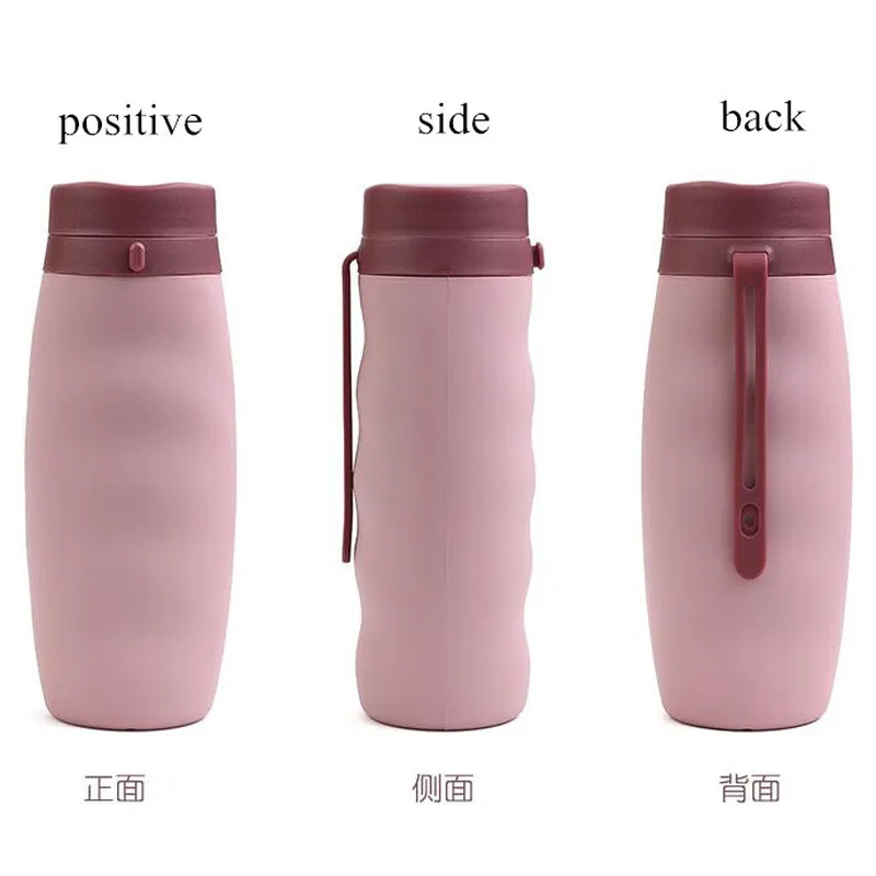 Складная силиконовая чашка для воды 600 мл портативная Запираемая посуда напитков