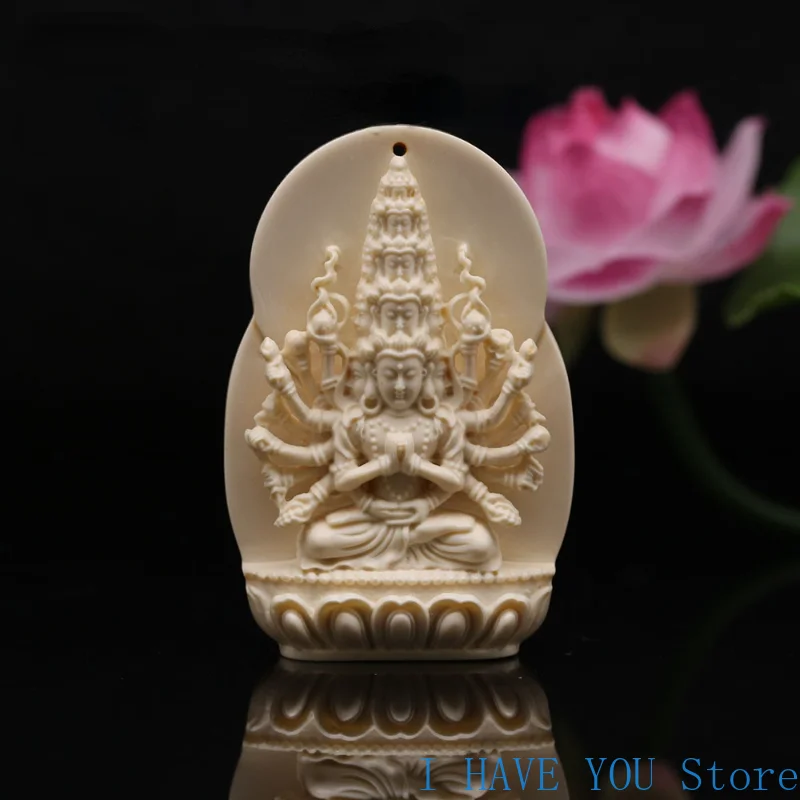 

Natural Mammoth Tooth Pendant Thousand Hand Guanyin Pendant Zodiac Patron Saint Mammoth Tooth Pendant Guanyin Buddha Card