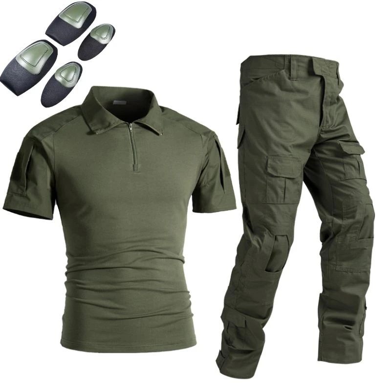 Men's Set SS Tactical Clothing Tactical Suit Shirt Elbow Pads And Pants Knee Pads