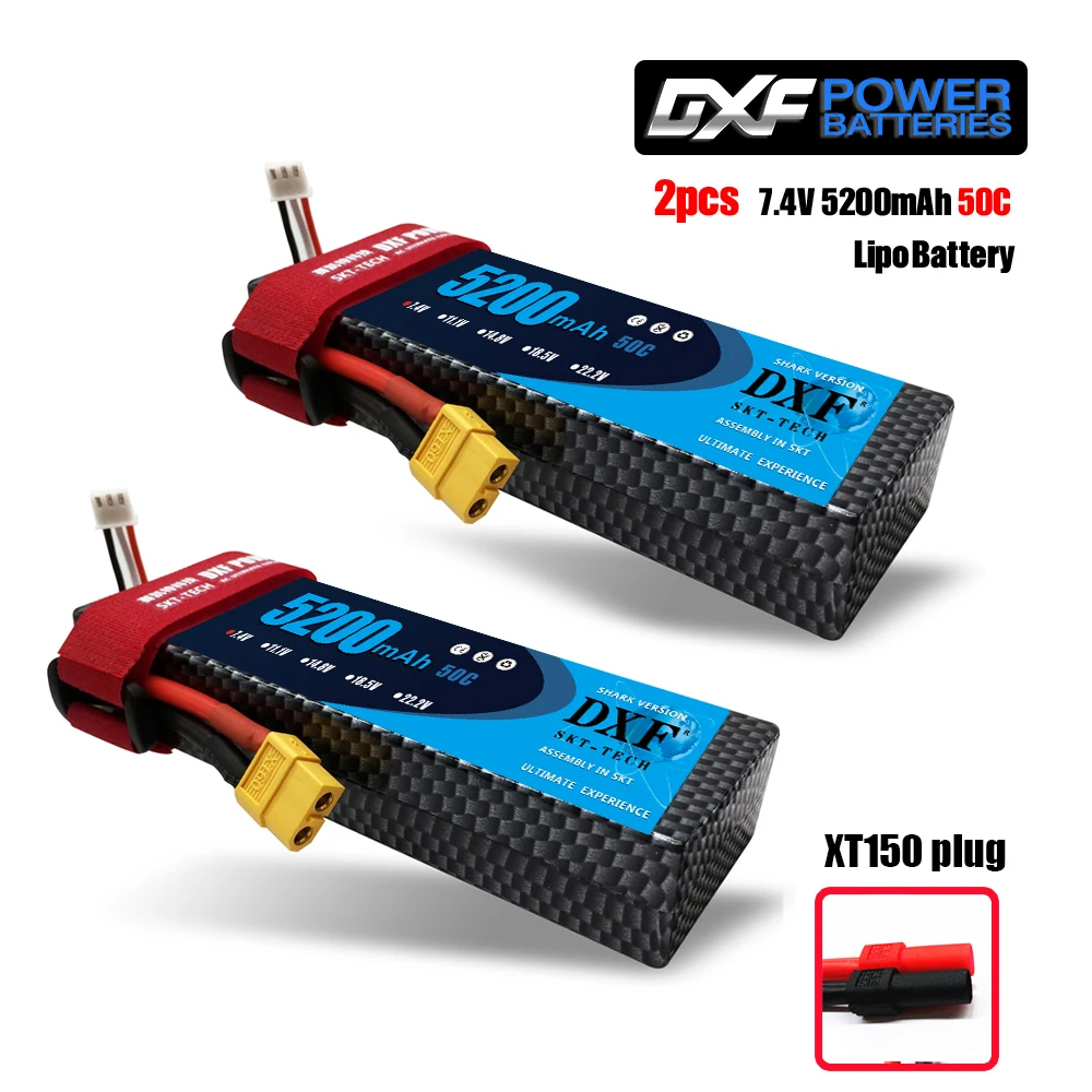 2PCS520050ChardXT150 2 шт. DXF 7,4 В 3300 мАч 5200 мАч 6500 мАч Lipo аккумулятор жесткий чехол 2S 50C 60C 80C 1/10 1/8 весы для TRX Slash 4x4 RC автомобилей Жесткий Чехол - Цвет: 2PCS520050ChardXT150