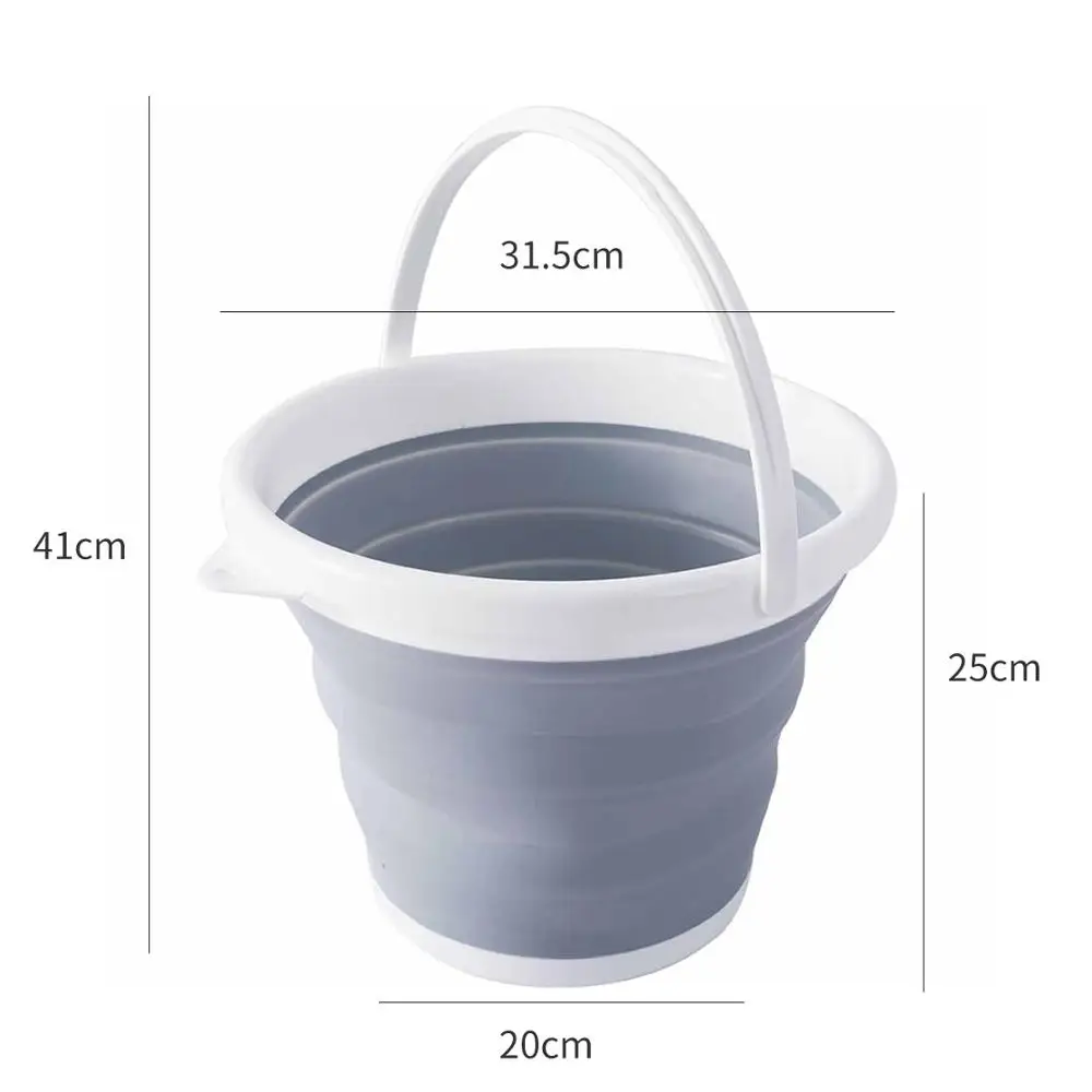 10L deep grey 10л портативное складное ведро кремниевое ведро для бассейна туристическое ведро для мытья на открытом воздухе для рыбалки продвижение кемпинга ведро для мойки автомобилей Экономия пространства - Цвет: 10L deep grey