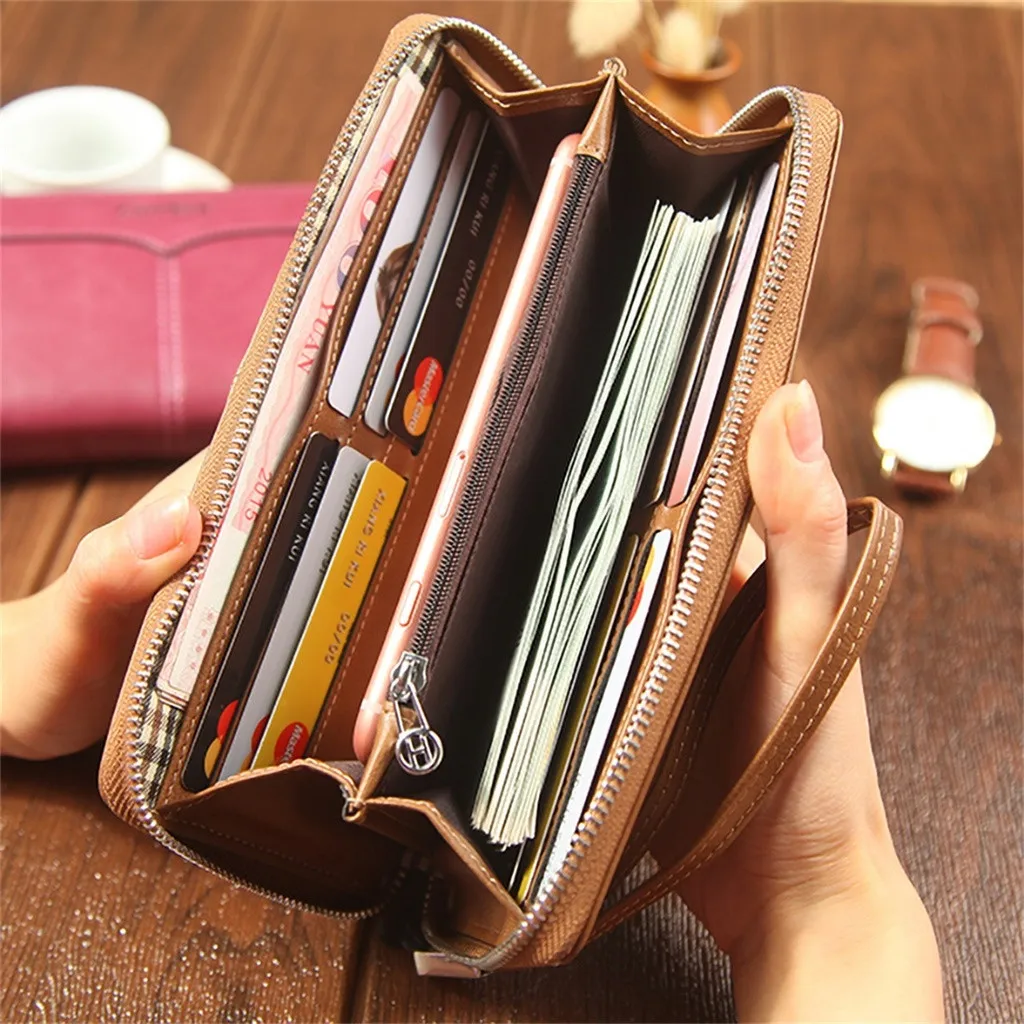 Aelicy Мужской Длинный кошелек Кожаные женские кошельки на молнии Portefeuille Дамский бумажник-ридикюль Cartera Mujer