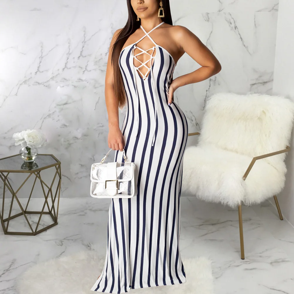 Bikitique в полоску на бретелях с перфорацией из сексуальное платье Для женщин
