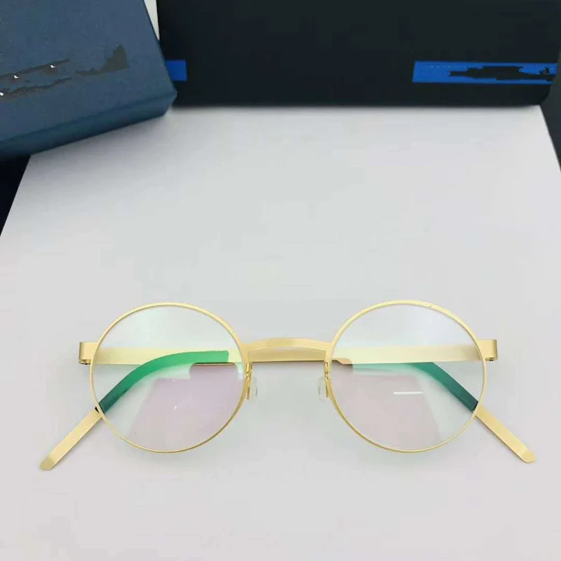 Дания бренд ручной работы Оправа очков из титанового сплава Men винтажные круглые