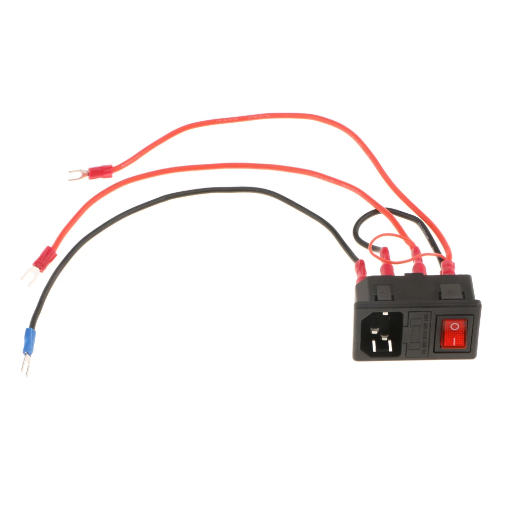

220V/110V 15A Inlet Male Plug Power Socket With Fuse Switch for 3D Printer