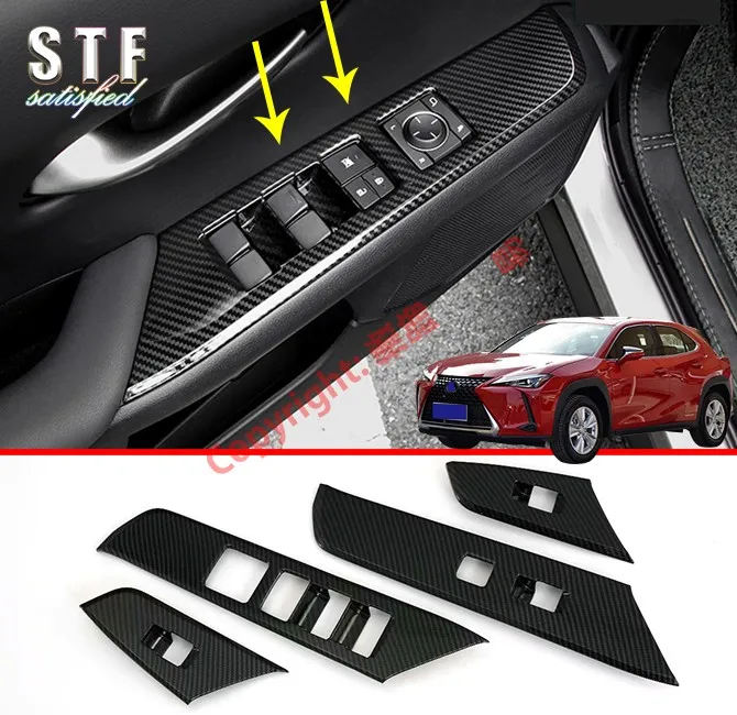 

Carbon Fiber Style Interior Door Window Armrest Cover Switch Panel Trim Molding Garnish For Lexus UX UX200 250H 260H 2019 2020