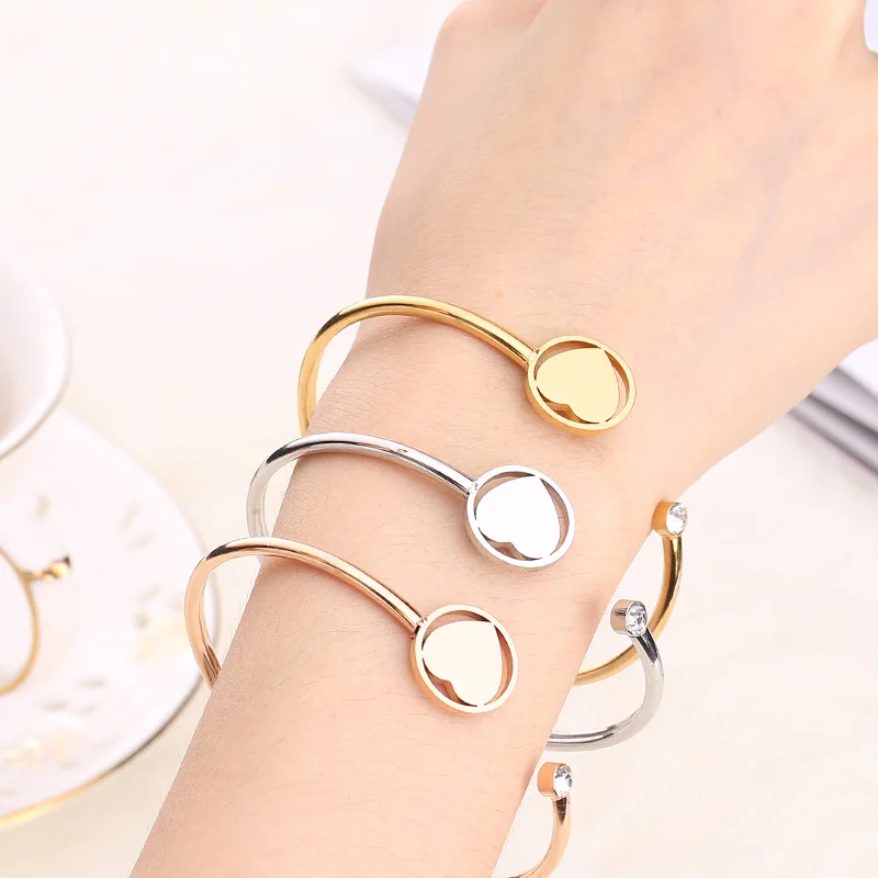 Нержавеющая сталь любовь браслет цвета розового золота модный Женские Ювелирные