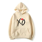 Однотонные толстовки Weeknd с принтом XO, модная толстовка с капюшоном с буквенным принтом для мужчин и женщин, пуловер в стиле Харадзюку, хип-хоп, толстовки, топы