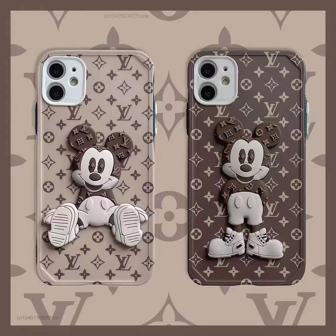 disney cute mickey mouse luxury phone case for iphone 13 pro max xs 12 11 xr cover y2k kawaii girls aesthetic trendy women 90s free global shipping