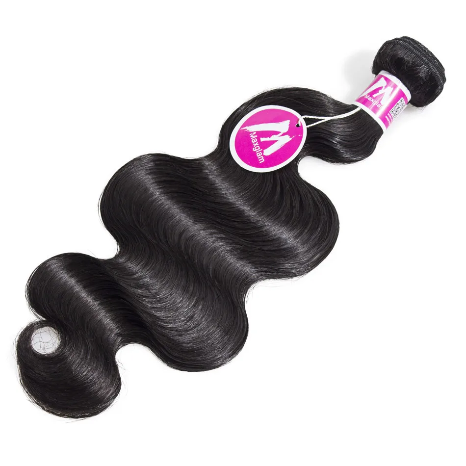 

Maxglam Indian Human Hair Weave Bundles Body Wave Natural Short Long 8 to 30 inch Extension Remy Hair for Black Women