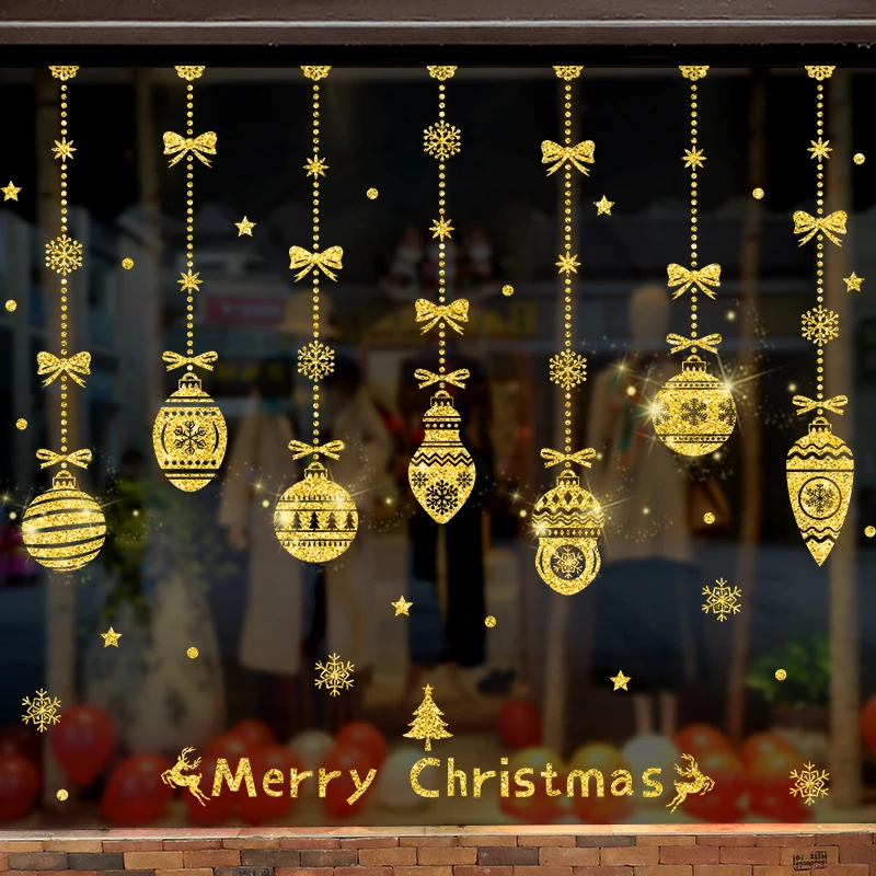 Золотая пудра с рождеством наклейка на окно детская комната стену в виде