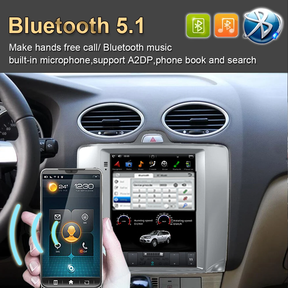 Автомобильный GPS-навигатор на Android 9 0 экран в стиле Тесла для FORD FOCUS 2005