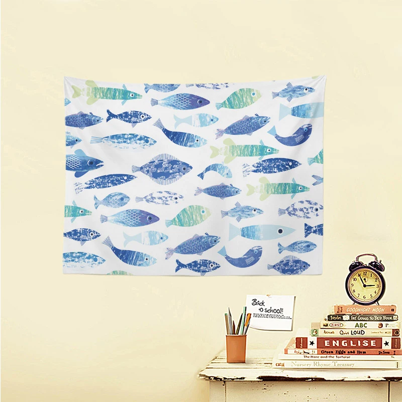 Забавный гобелен с рисунком Кита для серфинга облака горы кошки Мультяшные