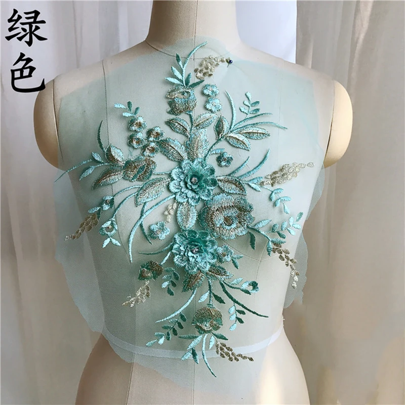 1 шт. большое маленькое кружево аппликация бисером 3D свадебное платье DIY