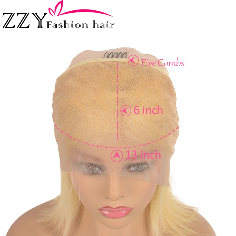 ZZY Fashion волосы прямые блонд 13х6 передние кружевные человеческие волосы парик Бразильский передний кружевной парик 150% плотность 613 нереми волосы парик