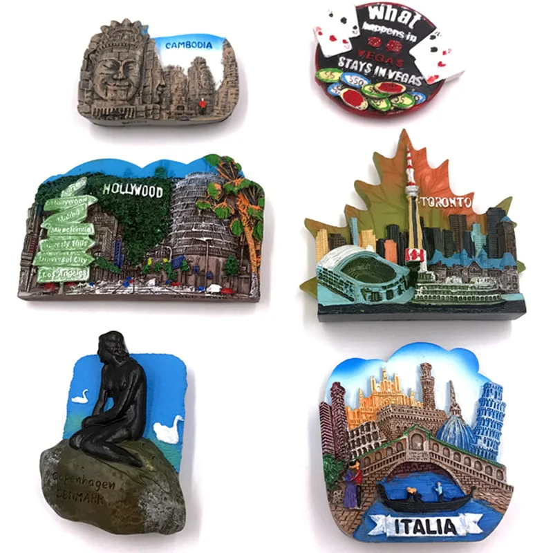 Магнитная наклейка на холодильник сувенир Angkor ват Лас Вегас Канада Дания 3D