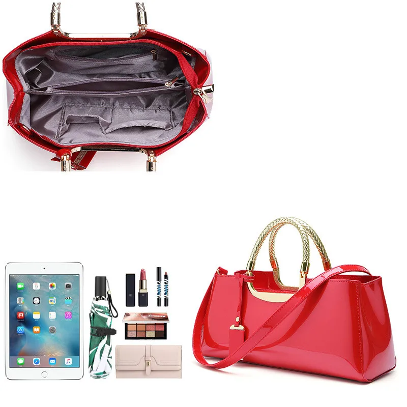

High Quality Patent Leather Women Bag Travel Shoulder bag for women 2018 Tote Italian Leather Handbags Sac A Main bolsa feminina