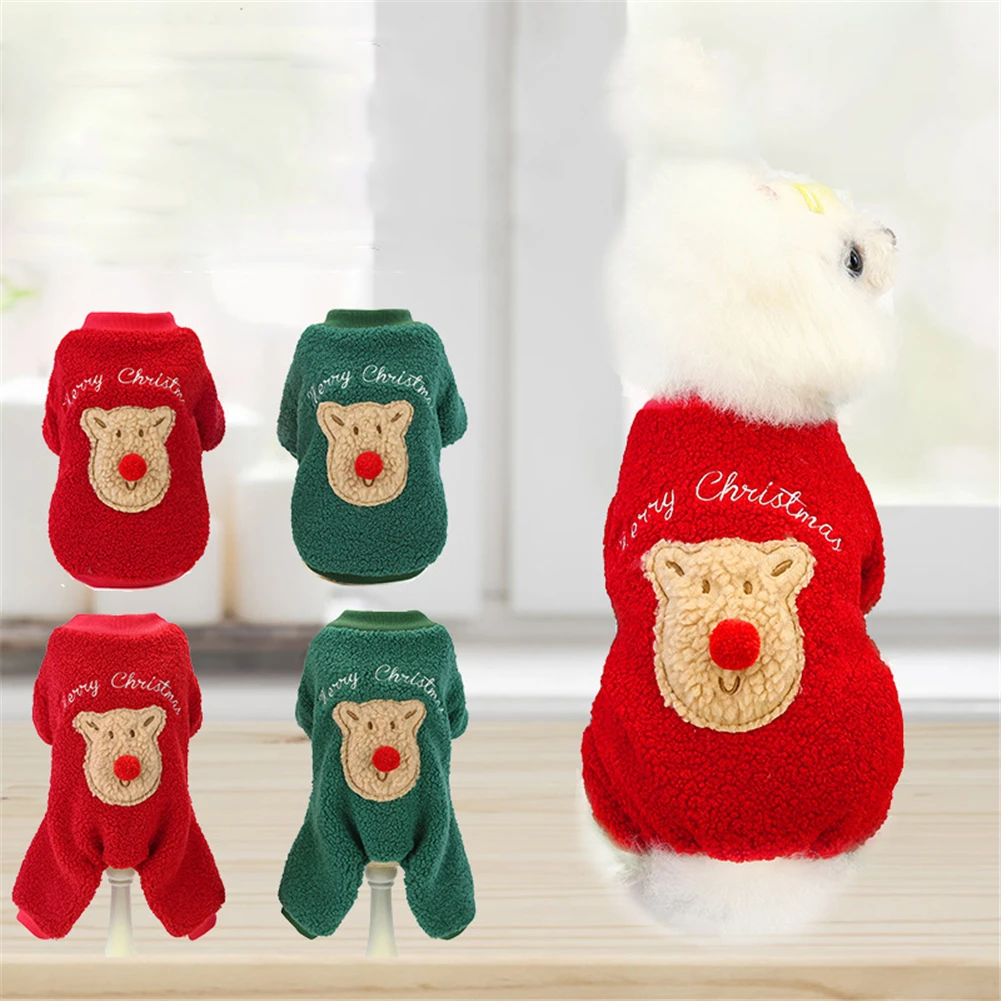 

Рождественская пижама из флиса для маленьких и больших домашних собак, мягкое зимнее пальто для щенков, куртка, новогодний костюм с котом, к...