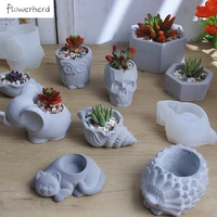 cute silicone mold elephant owl conch geometric model concrete cement flower pot aromatherapy plaster mold candle holder mold