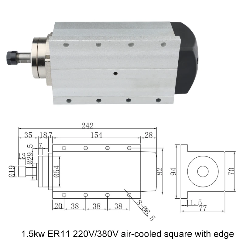 Электродвигатель шпинделя токарного станка ER11 1 5 кВт для ЧПУ + преобразователь