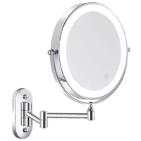 wall mounted vanity bathroom bath makeup mirror with led swivel folding lighted 1x5x magnification cosmetic mirror