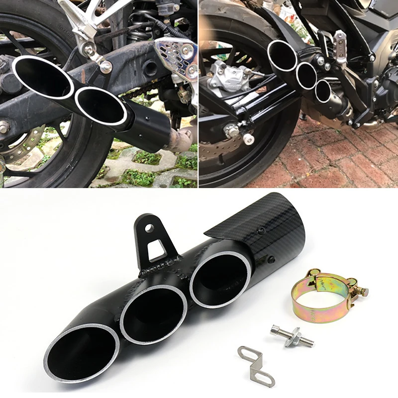 

Aluminium Alloy Motorcycle Dual Outlet Exhaust Muffler Carbon Tail Pipe For Yamaha YZF R6 for Suzuki GSXR S1000 S1000RR CBR250RR