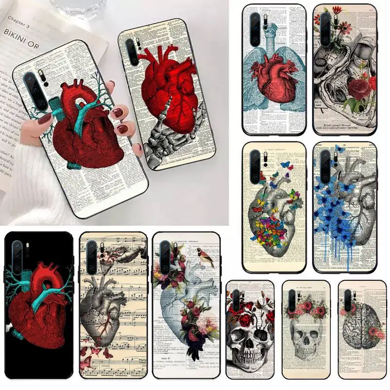 

Human anatomy organ newspaper Phone Case For Huawei P20 P30 P40 lite Pro P Smart 2019