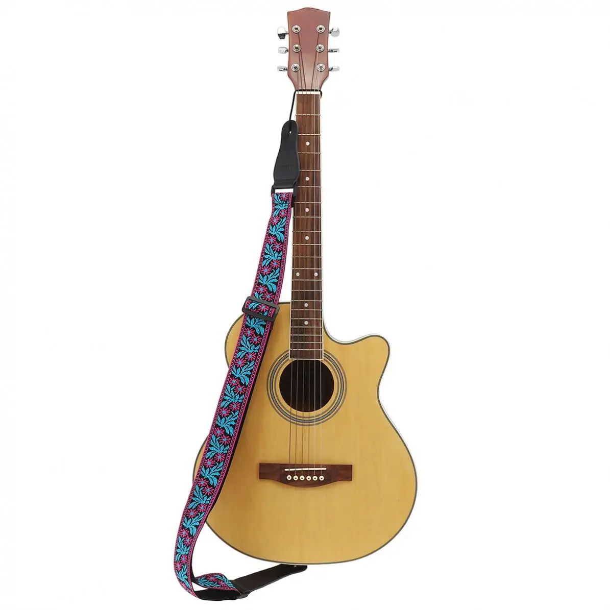 Жаккардовый Плетеный двойной тканевый ремешок для гитары с цветочным узором из