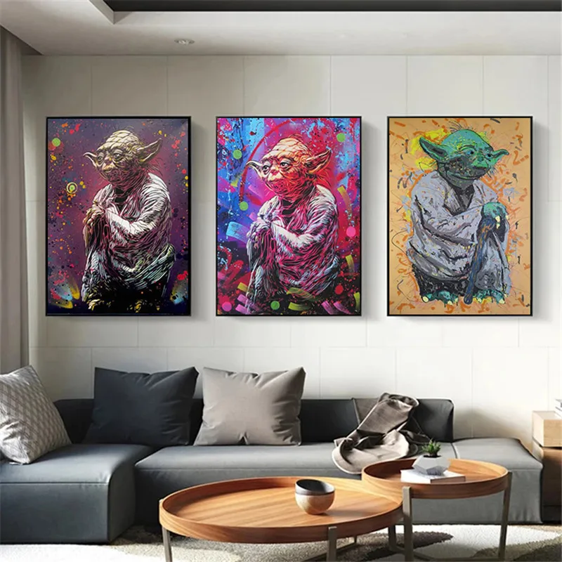 

Disney Star Wars Movie Canvas Painting Yoda Colorful Prints and Posters Wall Art Pictures for Living Room Decoration Cuadros