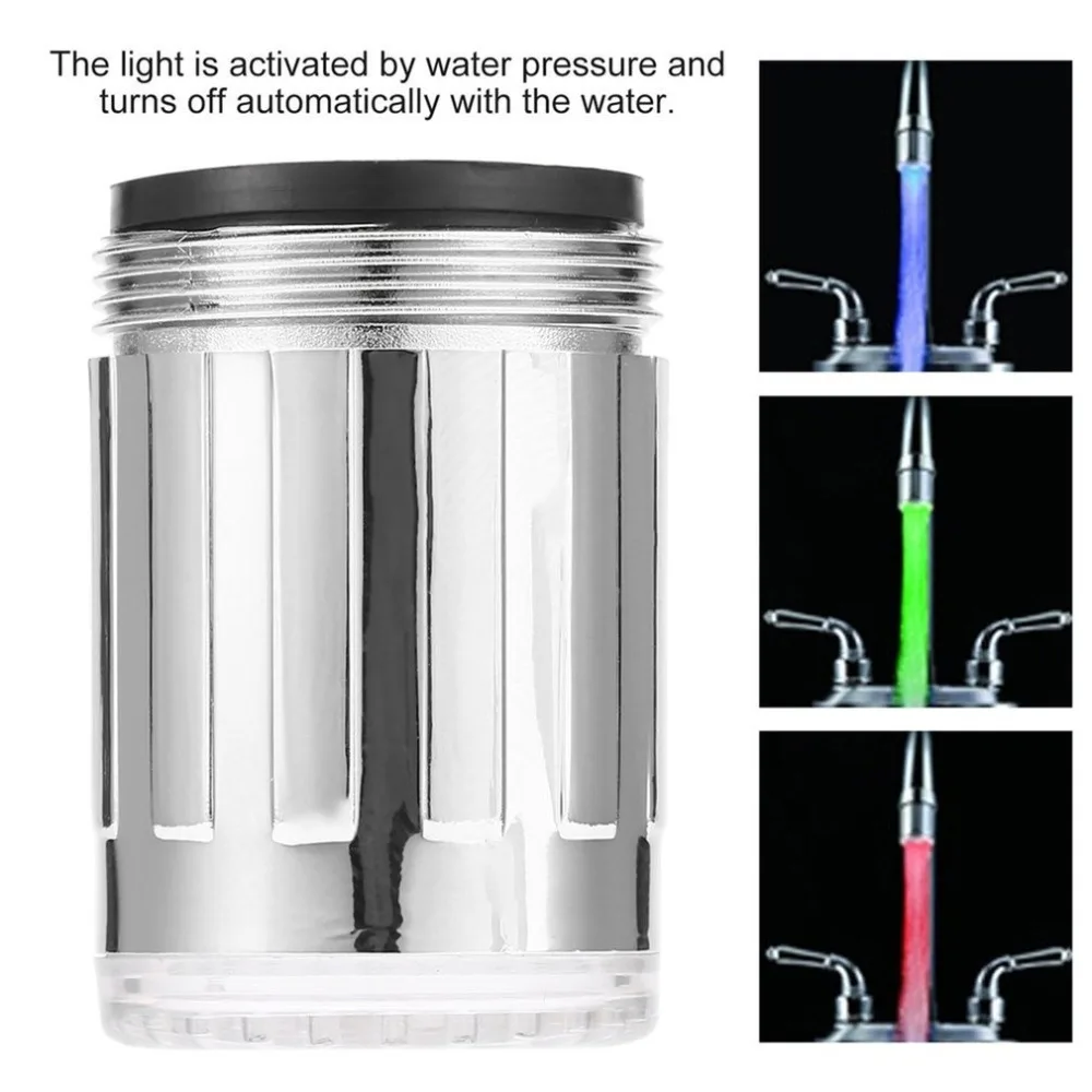 

Dropshipping LED Water Faucet Stream Light 7 Colors Glow Shower Tap Head Kitchen Pressure Sensor Bathroom Faucets Taps Accessory