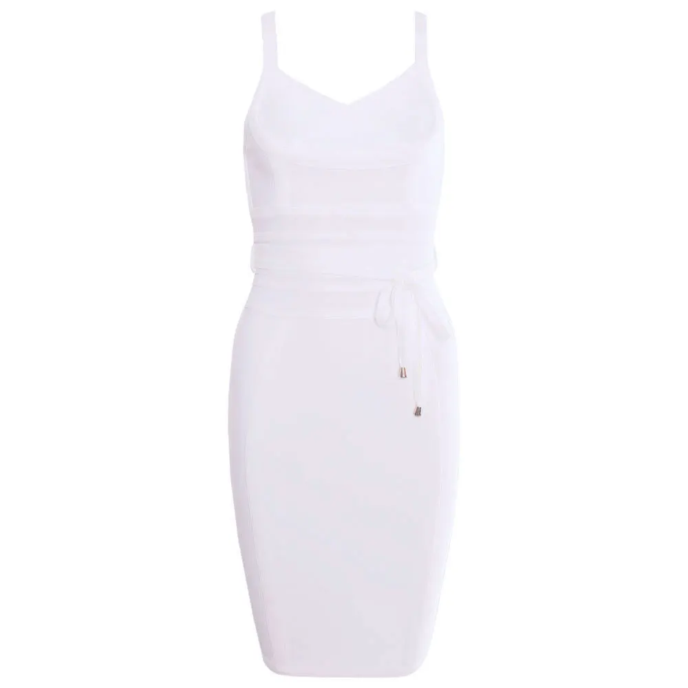 

2021 women's waist lace up tight dress sexy sling elastic bandage dress