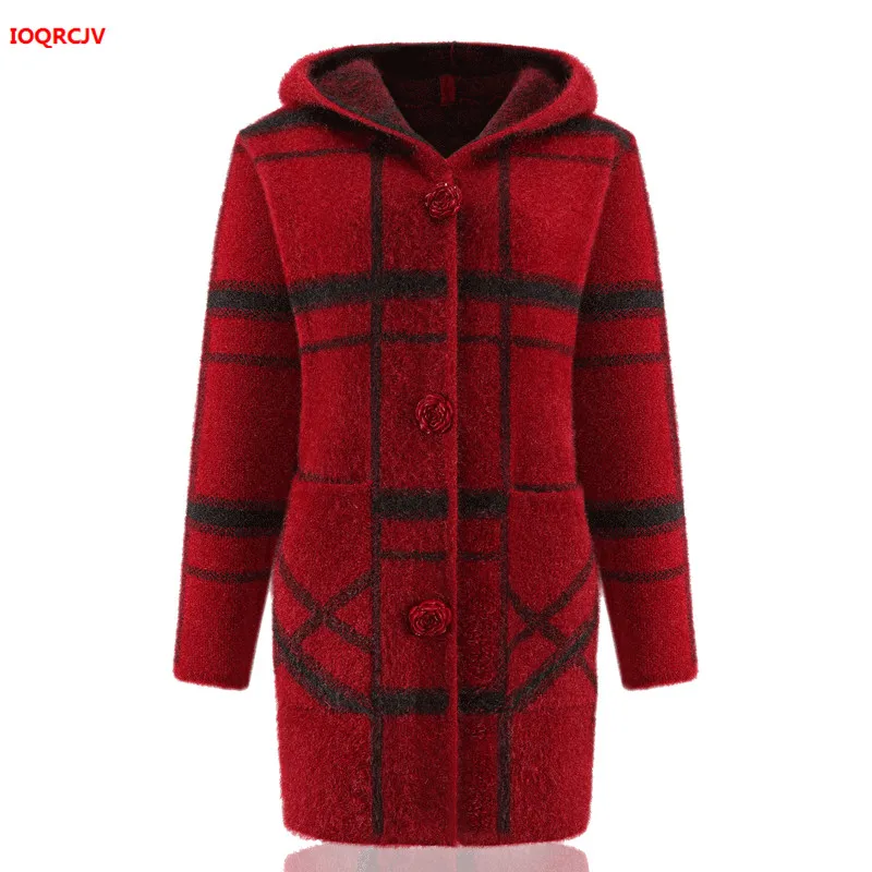 Женский длинный свитер пальто Зимний толстый теплый вязаный кардиган с