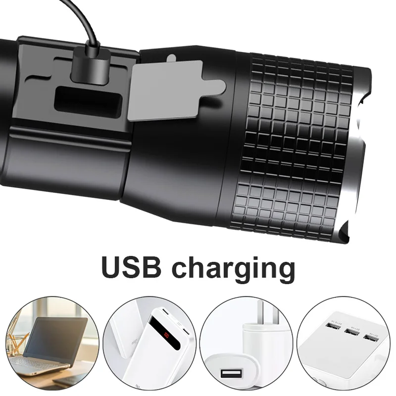 2000LM Powerful Flashlight XHP50 LED Torch USB Rechargeable Zoomable Flashlights Tactical 26650 Hand Light Hunting Lantern | Лампы и
