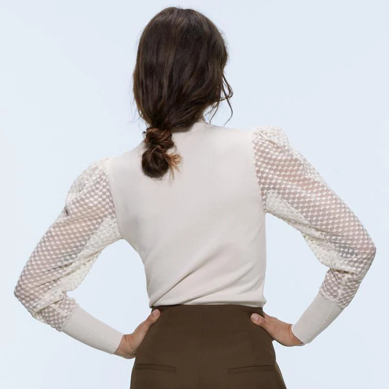 ZOEPO Patchwork Long Sleeve Sweaters Women Fashion Turtleneck Sweater Elegant Slim Translucent Female Ladies IAA | Женская одежда