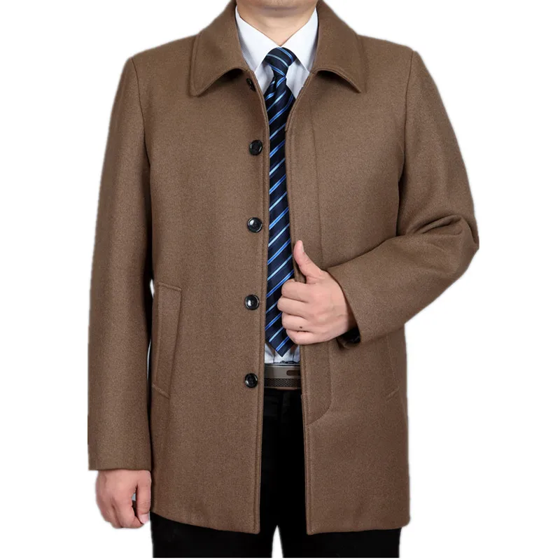 Зимние мужские шерстяные куртки пальто с отложным воротником мужское шерстяное