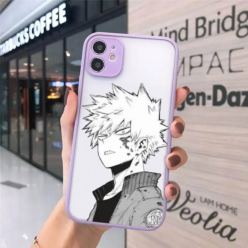 

My Hero Academia deku bakugou Boku Phone Cases matte transparent For iphone 7 8 11 12 plus mini x xs xr pro max cover