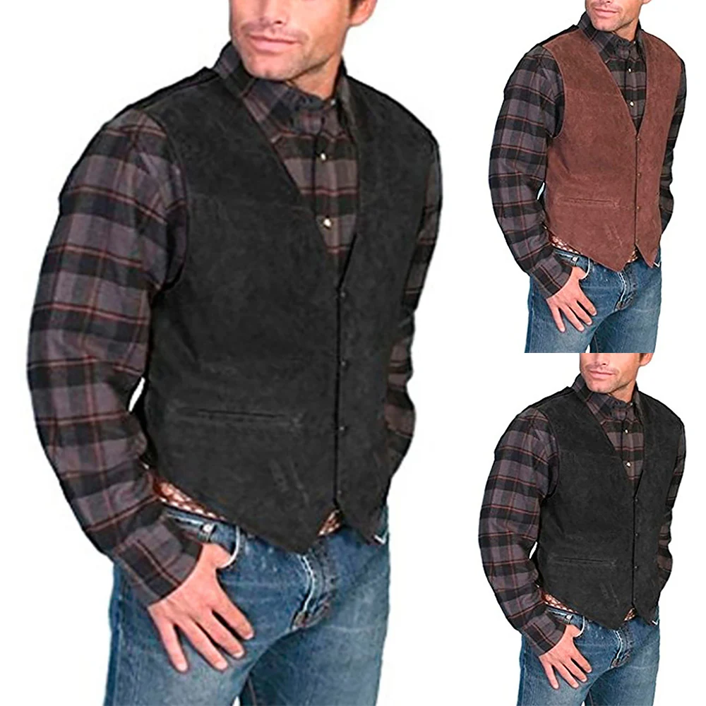 

2021 Men's Vests Button Knit Solid Sleeveless Back To The Basics All-Season Cowboy Style Fashion Inner Wear Outdoor Wear Tunics