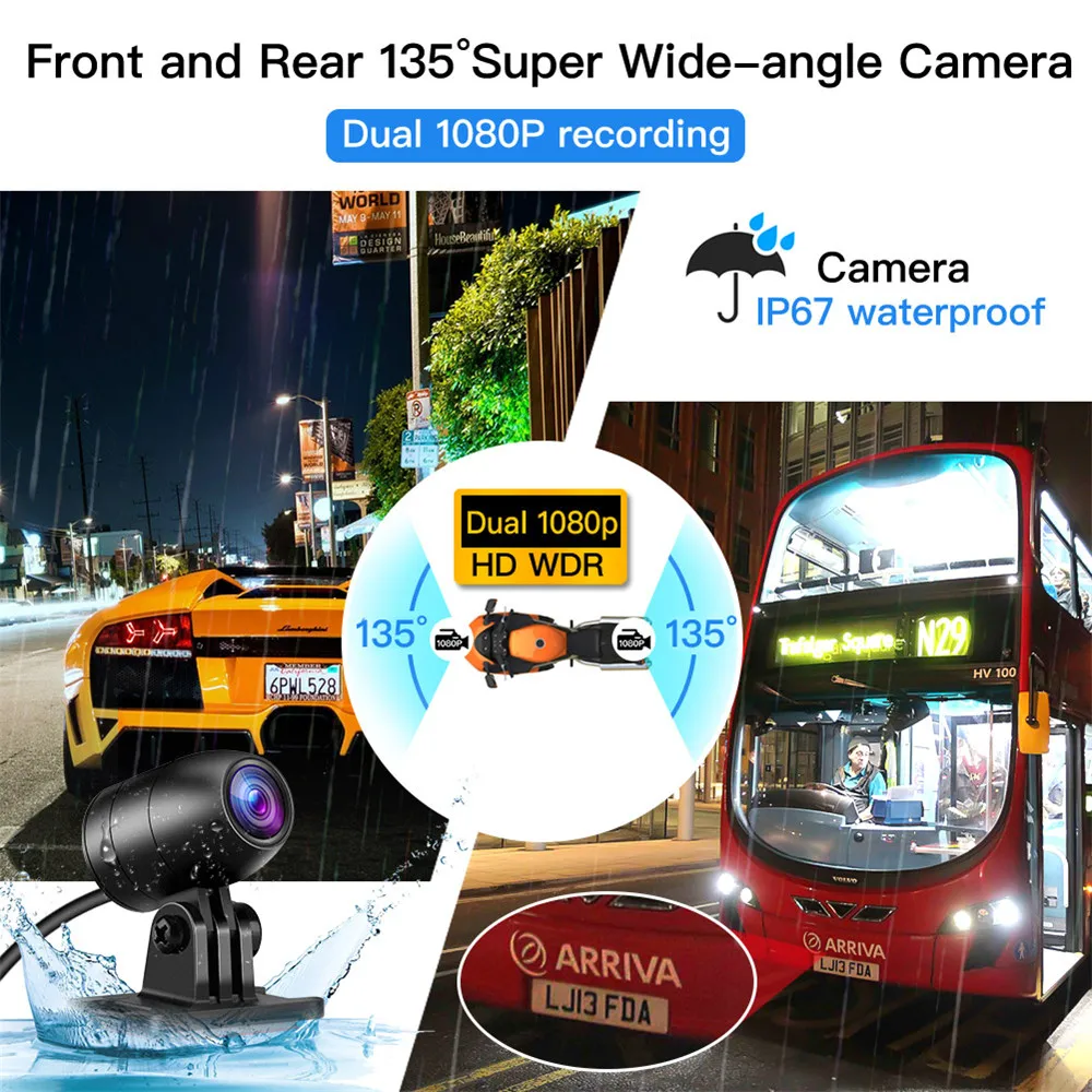 Blueskysea B1M мотоциклетная WiFi камера с двумя видеорегистраторами HD 1080P Sony IMX 323 12 Мбит/с
