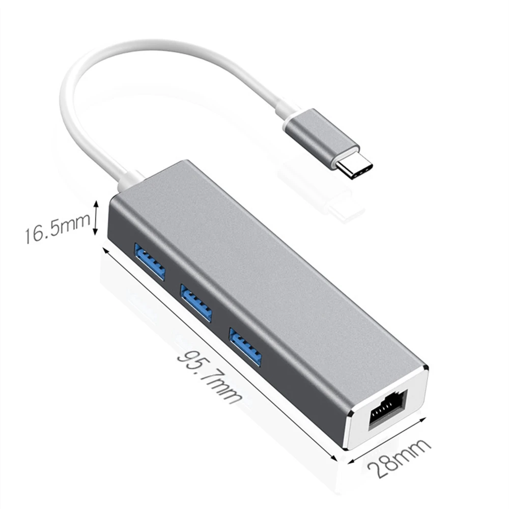 Адаптер tebe 4 в 1 с 3 портами USB 0 Type C к Rj45 Lan Ethernet сетевой разветвитель адаптер для