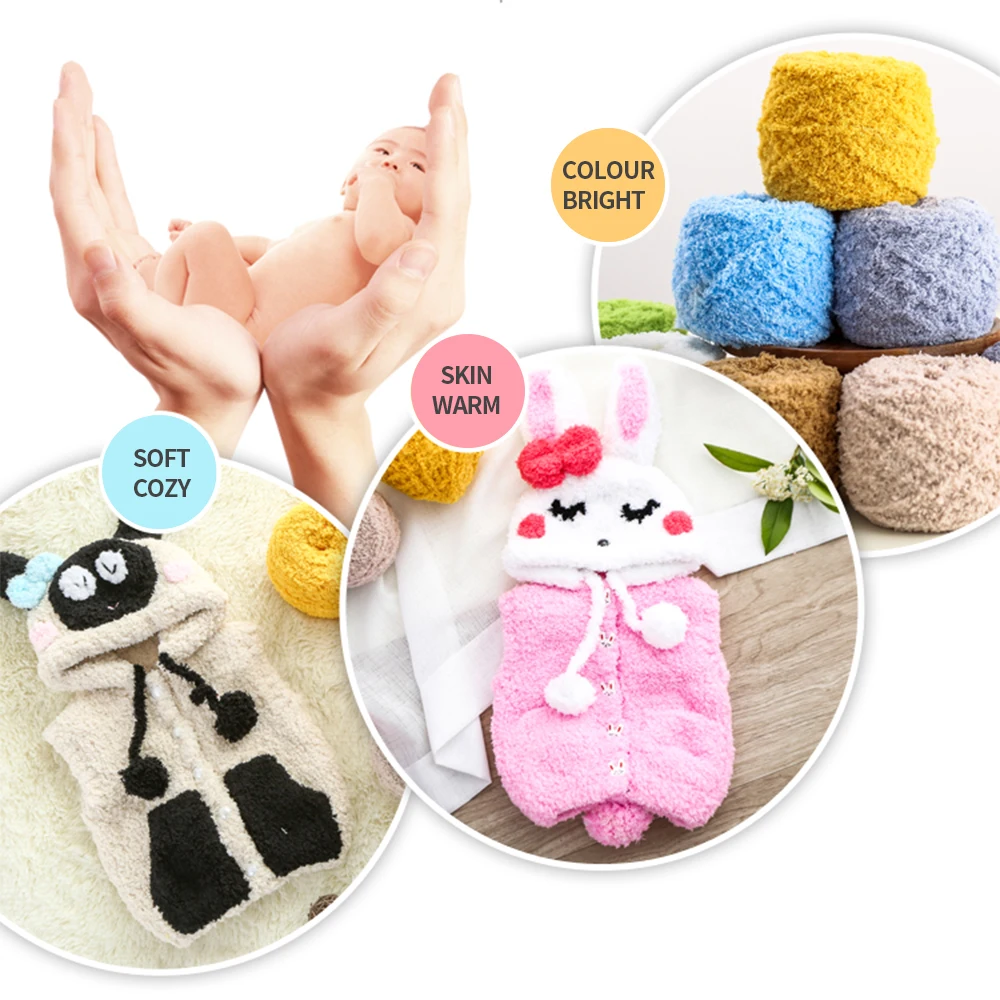 Теплая и мягкая натуральная ручная шерсть 100 г 3-слойная Коралловая кашемировая