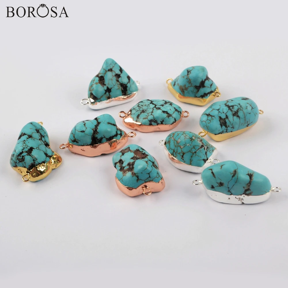 

BOROSA Rough 10 шт свободная форма позолоченный синий фоторазъем для браслета ожерелья ювелирных изделий G1930