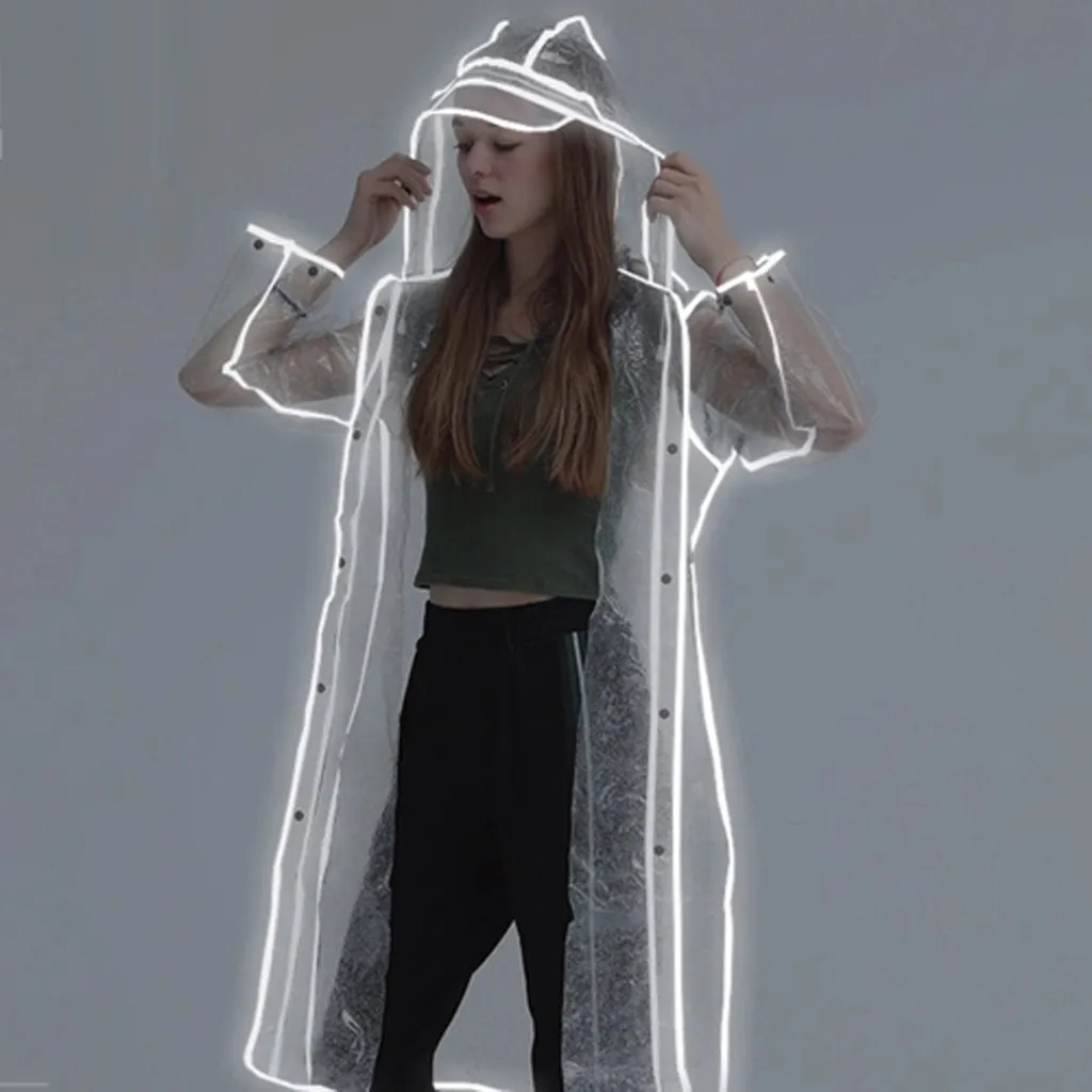 poncho adult female non-disposable raincoat Reflective Lightweight reusable Transparent Hooded Raincoat Waterproof