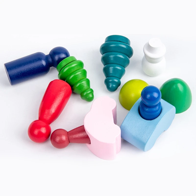 

Baby Children Wooden Rainbow House Stacking Game Building Block Kids Creative Educational Montessori Toys Gifts