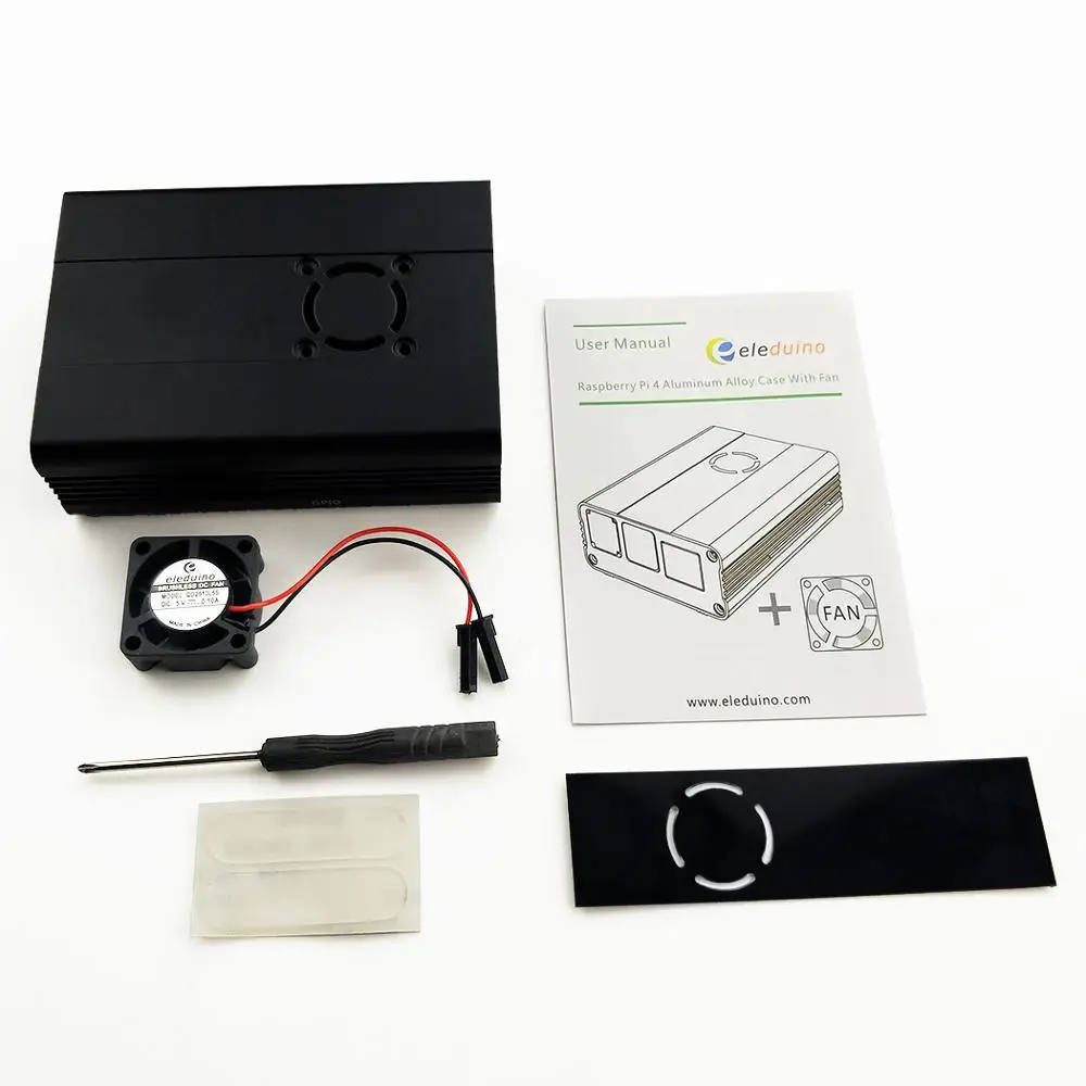 Чехол Raspberry Pi 4 Model B из алюминиевого сплава с вентилятором черный|Аксессуары для