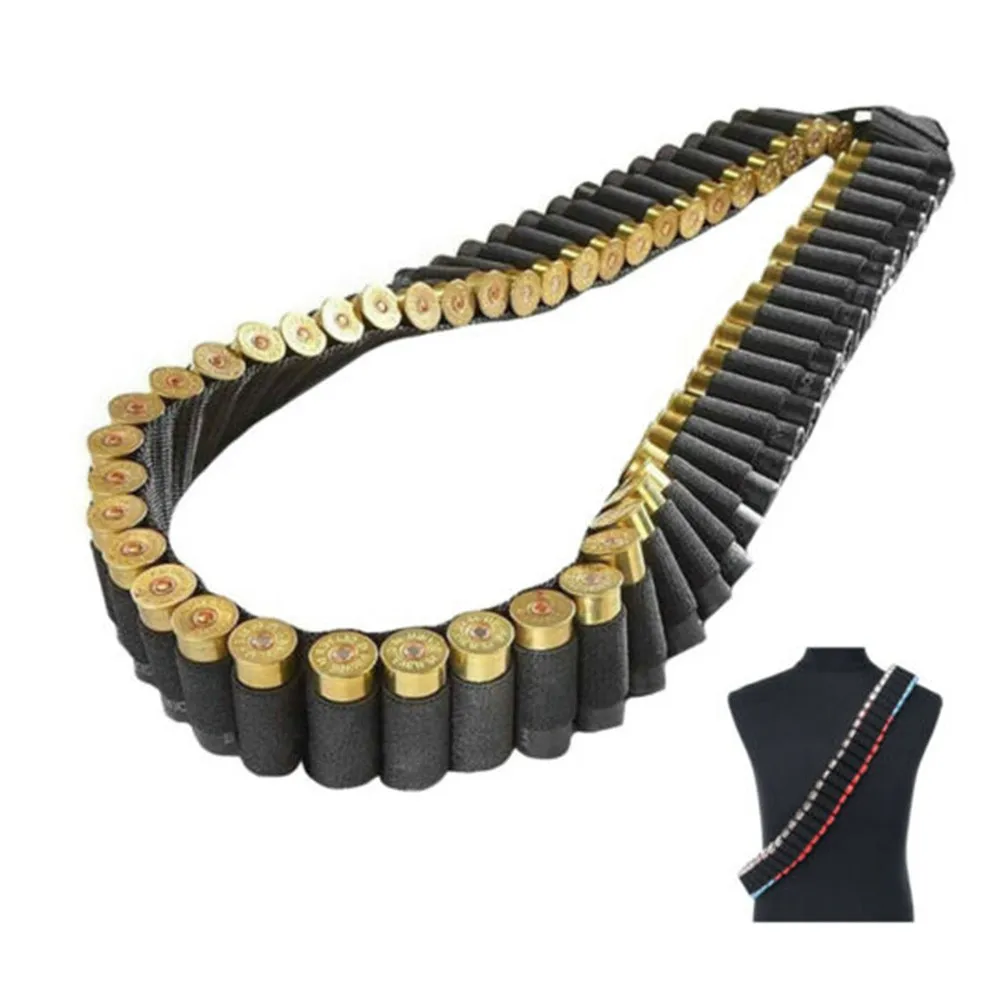 50 Shotgun Shell Bandolier Belt Cartridge Airsoft Bullet Holder Hunting 12 Gauge Ammo Pouch Bag 140x5cm | Спорт и развлечения