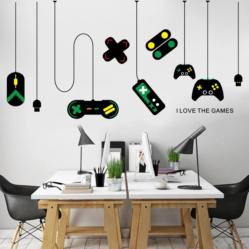 

Creative Game Console Wall Sticker for Boy Game Handle Decorative Computer Desk Background Bedroom Furniture Decals Mural Decor