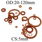 Уплотнительное кольцо из силиконовой резины толщиной 5 мм, 20-120 мм OD, красное Термостойкое уплотнительное кольцо, уплотнительные прокладки